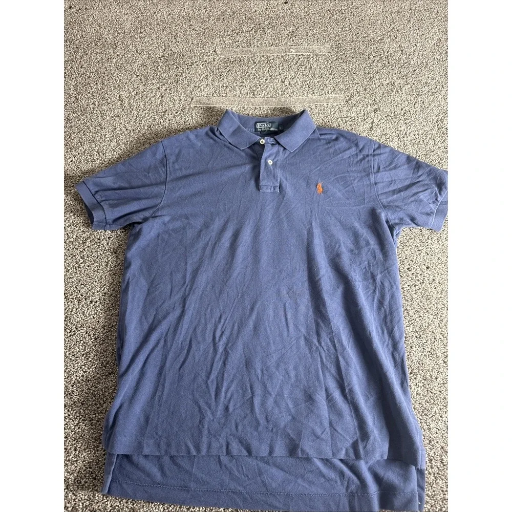 VTG Polo Ralph Lauren classic fit polo shirt in navy blue with a red pony L‎